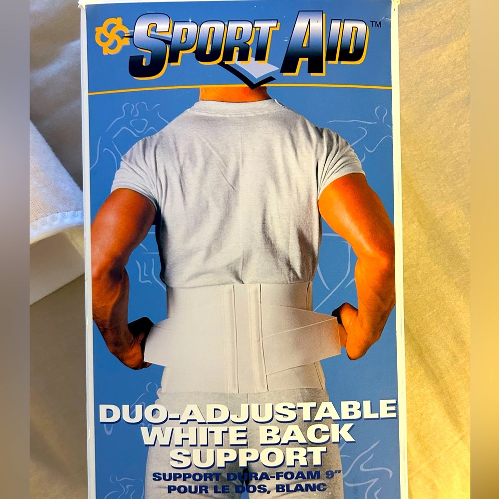Sport Aid XL Duo-Adjustable White Back Support
